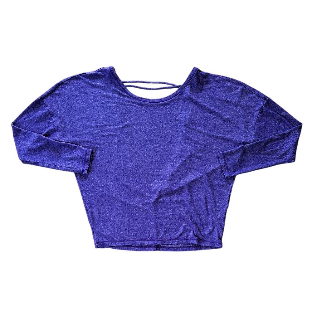 Lucy Featherweight Open Space Back Bright Amethyst Purple Pullover Top Medium
